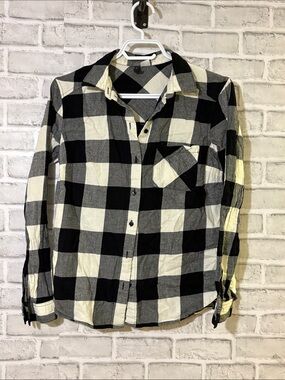 Divided by H&M 'Black & White Plaid Casual Button-Down Shirt- XS